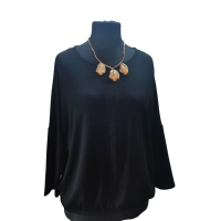 Wieczorowa Bluzka bombka z błyszczącym wstawkami - czarna